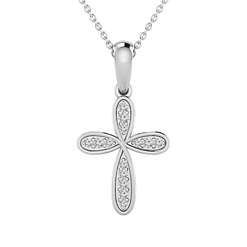 Diamond Cross Pendant 0.05 ct tw 10k White Gold