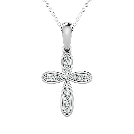 Diamond Cross Pendant 0.05 ct tw 10k White Gold