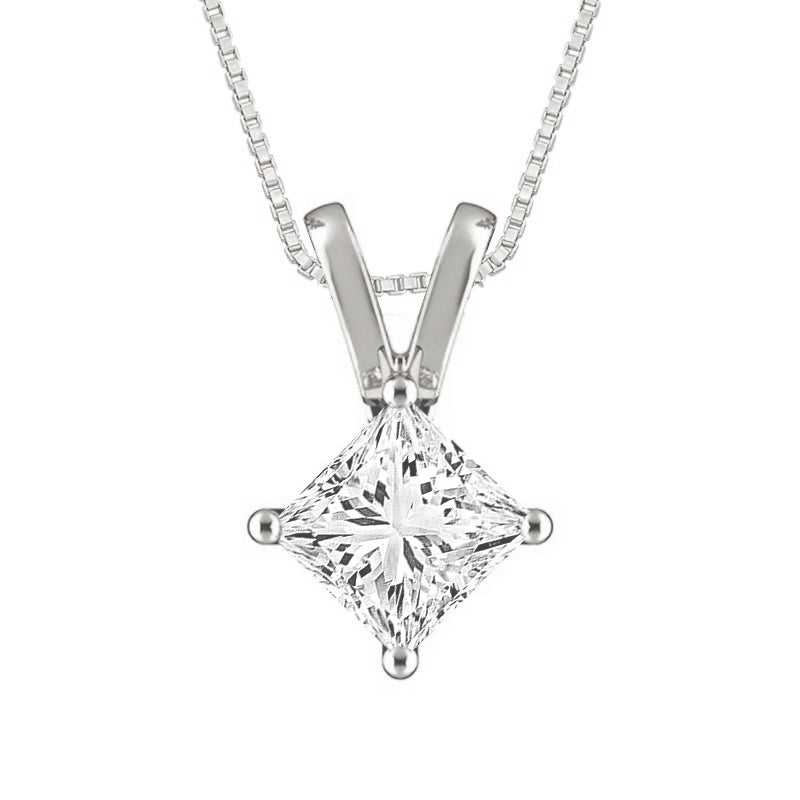 Diamond Solitaire Pendant 0.75 ct tw 14k White Gold