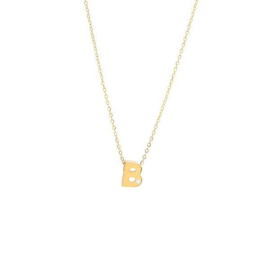 Single Diamond Letter Charm Necklace: A-Z - Ariel's Jewelry 