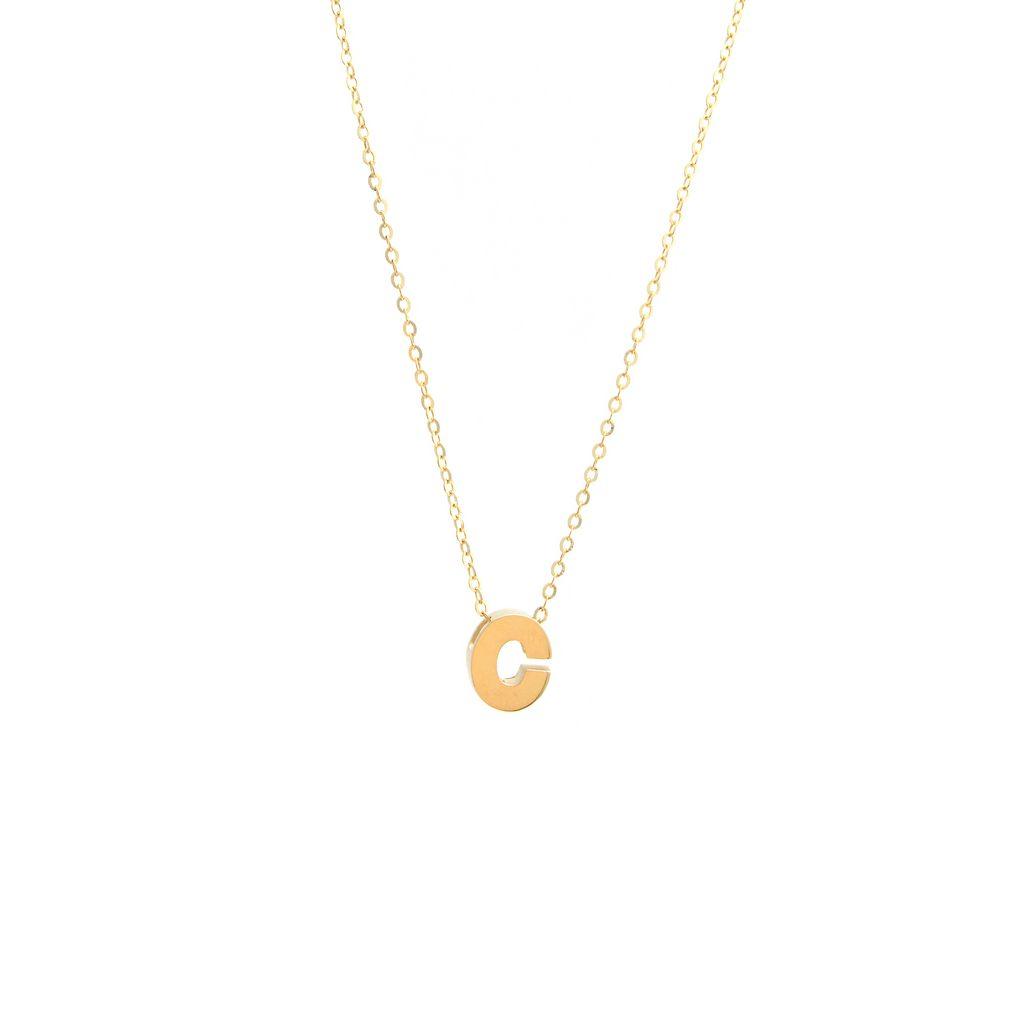 All Gold Letter Charm Necklace: A-Z - Ariel's Jewelry 