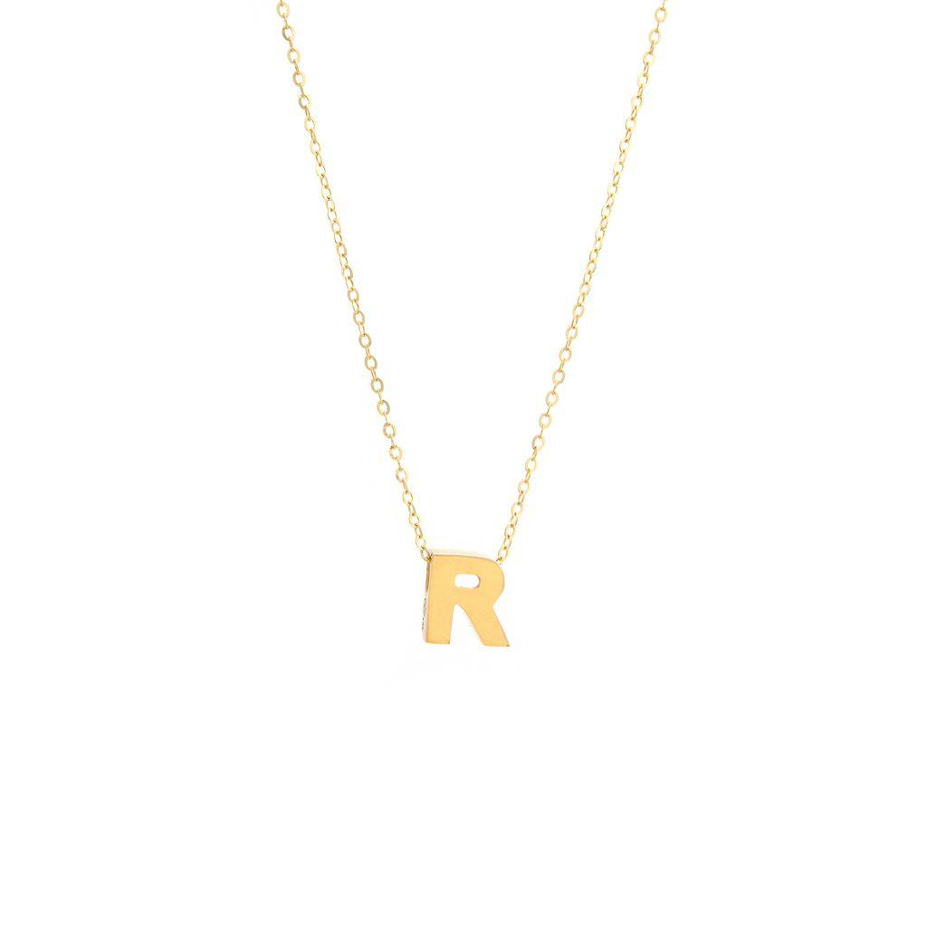 All Gold Letter Charm Necklace: A-Z - Ariel's Jewelry 