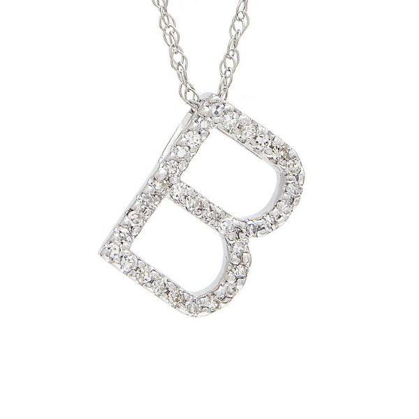 All Diamond Letter Charm Necklace, Big: A-Z - Ariel's Jewelry 